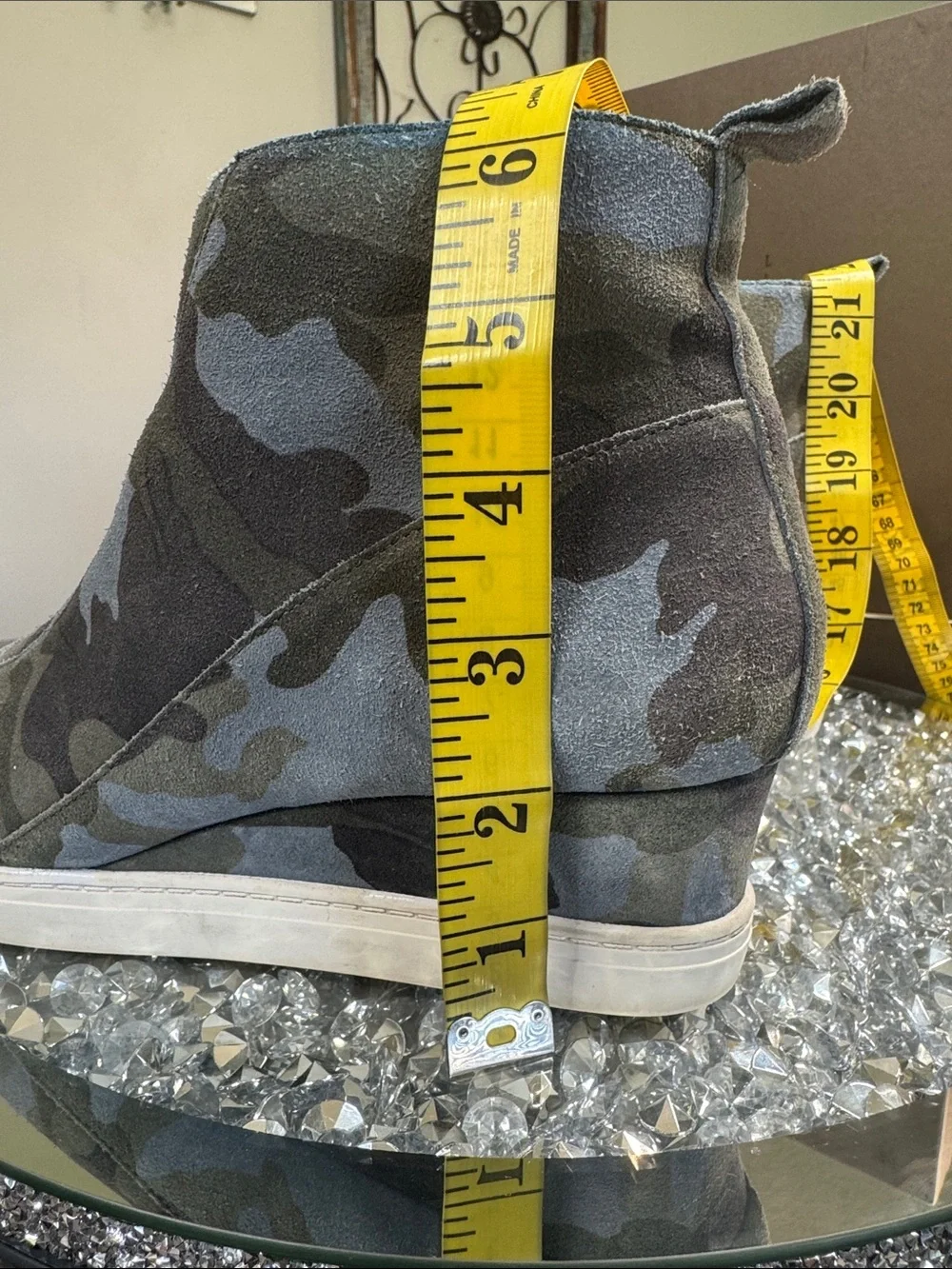 Lines Paolo suede Green and blue Camo Wedge Sneaker